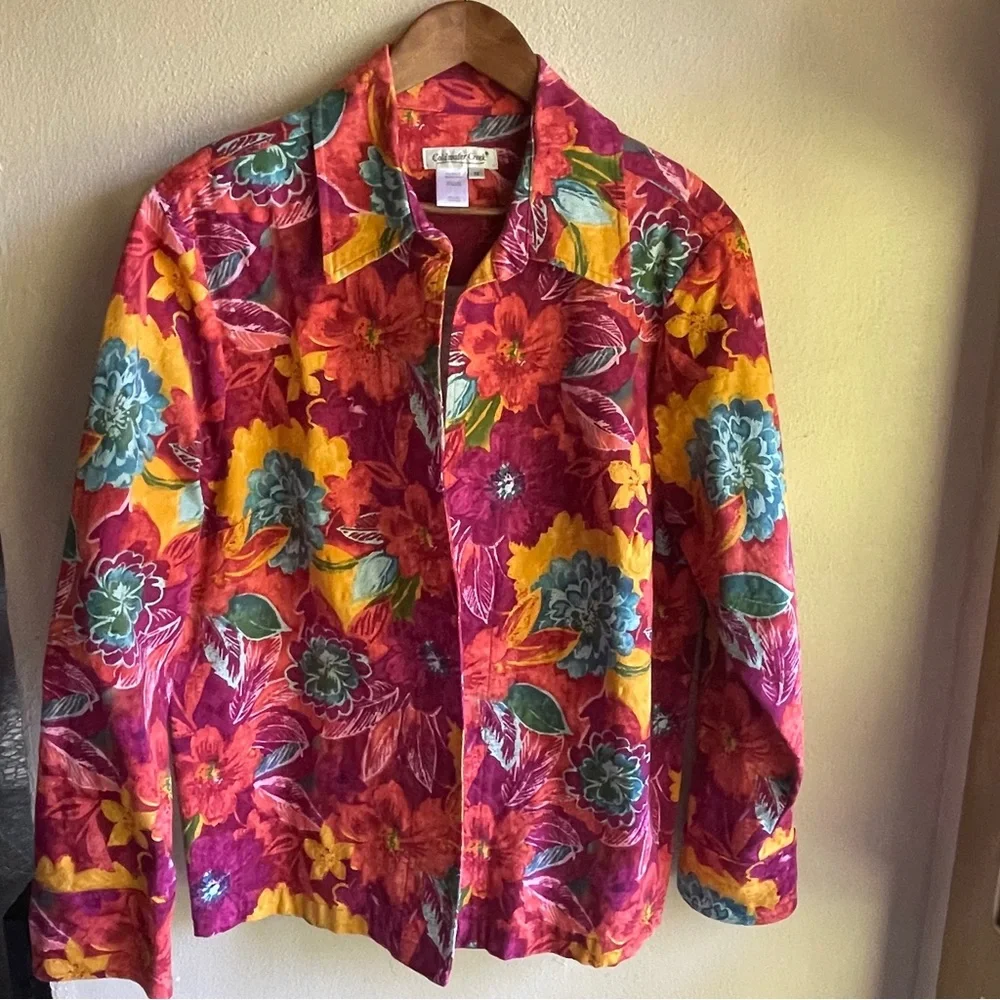 Coldwater Creek Tropical Floral Print Heavyweight Canvas Jacket. Size 1X - Picture 13 of 13